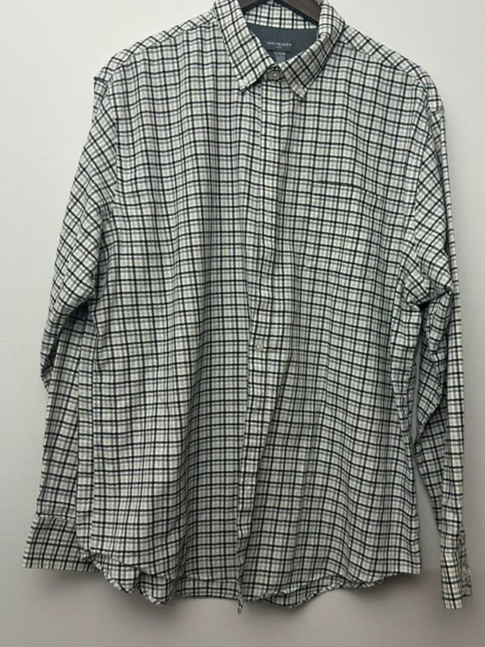 Van Heusen Flex White Beige Gray XL 17-17 1/2